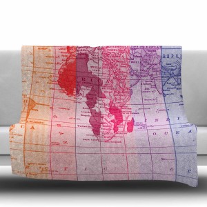 East Urban Home Rainbow World Map by Catherine Holcombe Fleece Throw Blanket EUBN6992